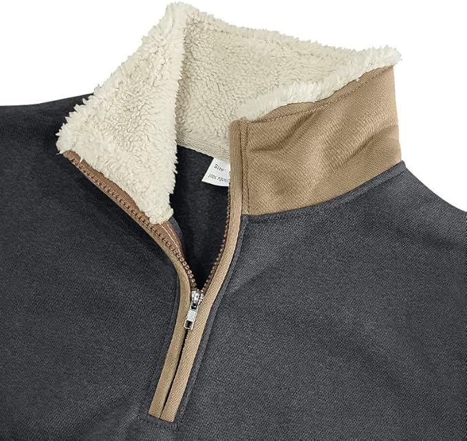 Men's Quarter Zip Sweatshirt - Stand Collar Solid Casual Top Autumn Winter Wear for Vacation Daily Use