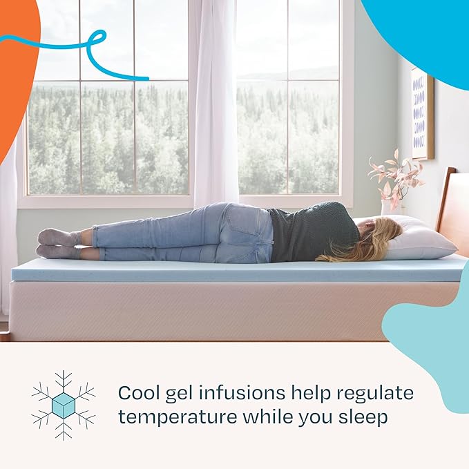Linenspa 2 Inch Gel Swirl Memory Foam Mattress Topper – Cooling Gel Infused – Pressure Relieving Bed Topper - Mattress Pad – CertiPUR Certified - California King Size