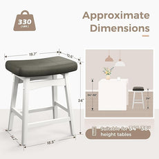 MAISON ARTS White Counter Height Bar Stools Set of 4 for Kitchen Counter Solid Wood Legs with Faux Leather Saddle Seat Farmhouse Barstools for 34