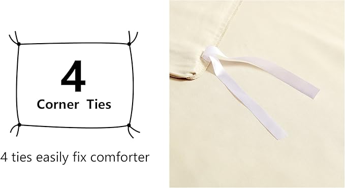 Amazon Basics Lightweight Microfiber 3-Piece Duvet Cover Set, Beige, Solid, King