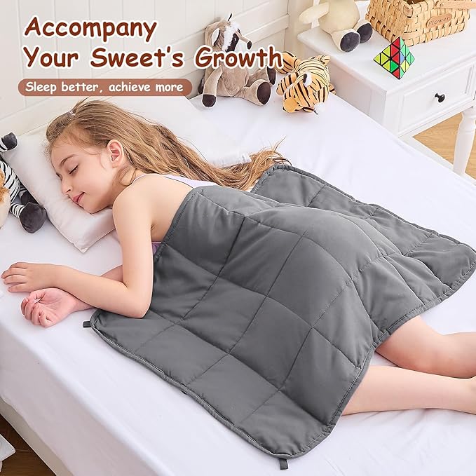 yescool Weighted Lap Pad 2 Pounds Weighted Lap Blanket, Grey Small Weighted Blanket, Weighted Throw Blanket Gift for Travel Indoor Outdoor, 20"x30"