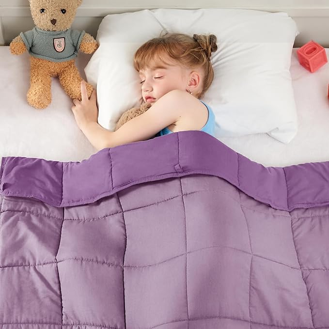 yescool Purple Weighted Blanket 7 Pounds Cooling Weighted Lap Blanket, Heavy Blanket for Sleeping, Weighted Throw Blanket Gift for 60-80lbs, 40"x60"