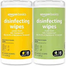 Amazon Basics Disinfecting Wipes, Lemon & Fresh Scent, Sanitizes/Cleans/Disinfects/Deodorizes, 340 Count (4 Packs of 85)
