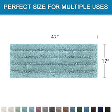 H.VERSAILTEX Bath Rugs for Bathroom Non Slip Bath Mats Extra Thick Chenille Striped Bath Rug Runners 47