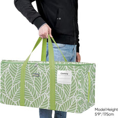BALEINE Extra Large Storage Tote with Zippers & Carrying Handles, Heavy-Duty Oxford Fabric Moving Bags for Laundry, Space Saving, Storage, Antique Foliage