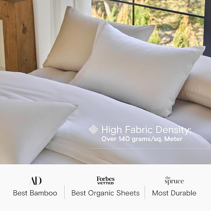 DOZ Duvet Cover Set, 100% Viscose derived from Bamboo, Organically Grown, Buttery Soft, Cooling Duvet Covers, High GSM, 1 Duvet Cover and 1 Pillowcase, 70"x90" (Snow, Twin/Twin XL)