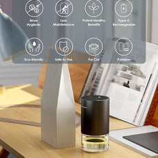 Airversa Essential Oil Diffuser Waterless Aromatherapy Diffusers for Home Large Room, Bedroom, Car, Office, Desk, Battery Operated, Small Diffuser for Pure Scent, 100mL Capacity, AN9 (Space Grey)