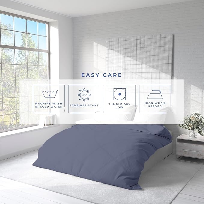 Kotton Culture 3 Pc Twin XL/Twin Duvet Cover Set-100% Egyptian Cotton Sateen 600 Thread Count Ultra Soft Premium Durable Comforter Cover Zipper Closure & Corner Ties- (Mediterranean Blue, 68" X 90")