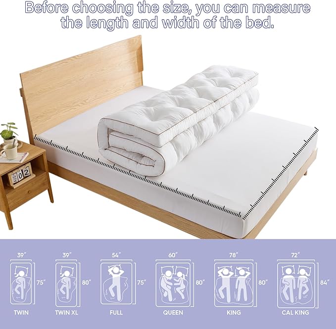 WhatsBedding 4 Inch Memory Foam Mattress Topper King for Back Pain Relief, Filled with Breathable Memory Foam, Soft Fluffy Supportive Bed Mattress Topper, 80x78x4 in