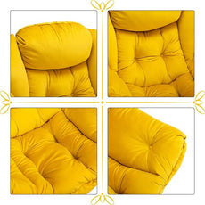 HollyHOME Lazy Chair with Armrest and Side Pocket, Comfy Accent Lounge Chair,Leisure Sofa Armchair for Living Room, Bedroom, Dorm, or Small Spaces, Oversized Reading Sofa Chair,Velvet Yellow