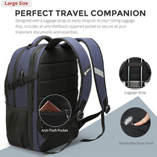 Swissdigital Design Travel Laptop Backpack for Men and Women, 35L Expandable Large Business Backpack with USB Charging Port for Fits 17 Inch Notebook, Blue | SD1671-12