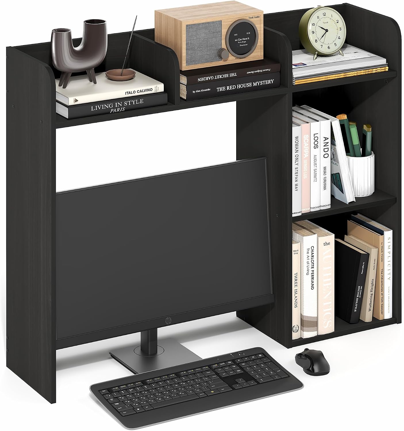 Furinno Classic Desk Shelf, 3-Shelf Desktop Hutch, Book Shelf, 3-Tier Desk Organzier, for Office Supplies, Office Desk Accessories, for Home Office, College, Dorm, White