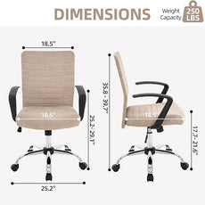 422 High Back Ribbed Office Chair Ergonomically Designed with Armrest Executive Swivel Computer Chairs with Wheels for Conference Study Leisure(Khaki)