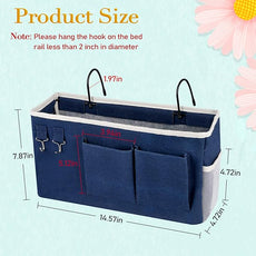 Bedside Storage Caddy/Bedside Hanging Storage Bag for Headboards Bunk Beds Dorm Rooms Book Phone Magazine Holder (Navy Blue)