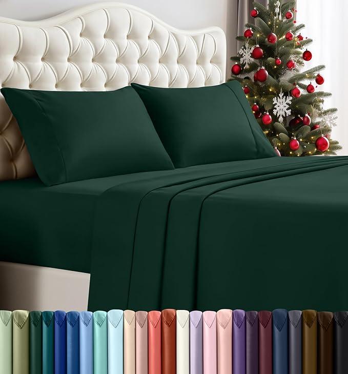 Utopia Bedding King Bed Sheets Set - 4 Piece Bedding - Brushed Microfiber - Shrinkage and Fade Resistant - Easy Care (Emerald Green)