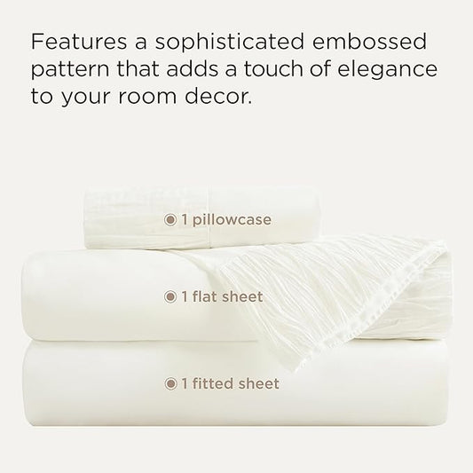 Bedsure Twin XL Sheet Sets Dorm Bedding - 3 Pieces Soft Extra Long Twin Sheets, Hotel Luxury, Easy Care Microfiber for Women, Men, Ivory