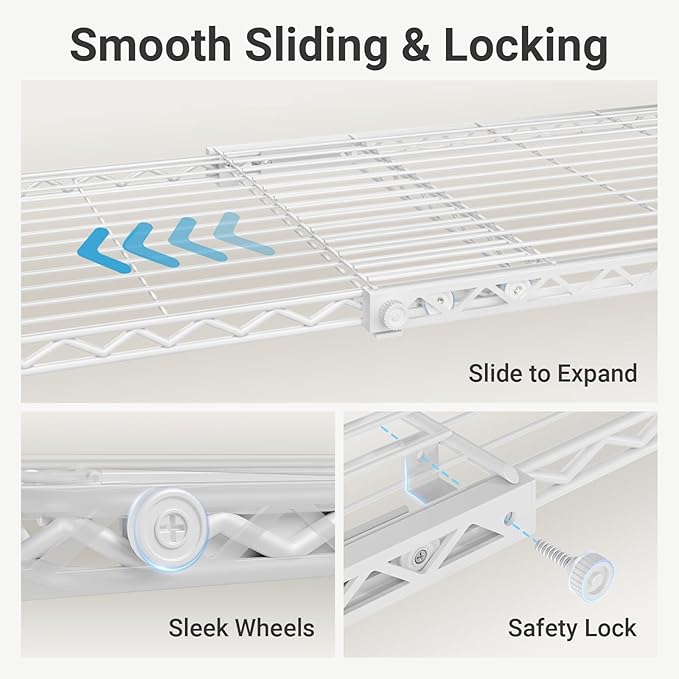 VIPEK X3 Expandable Heavy Duty Clothes Rack Adjustable from 5'2" to 8' with Flexible Shelves and Hanger Rods, Large Freestanding Clothing Racks for Hanging Clothes, Max Load 1210LBS, White