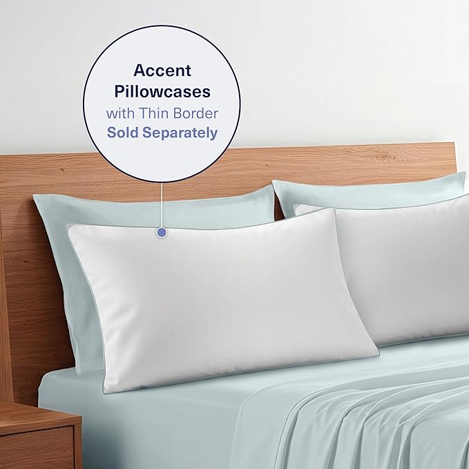 Kickoff Viscose Bamboo Sheets Queen Size 4-pc 100% Organic Bamboo Viscose Bed Cooling Sheets Queen Size Set Cool Bedding for hot Sleepers Sheet, Flat, Fitted, Pillowcases (Coastal Blue, Q) KickoffHome
