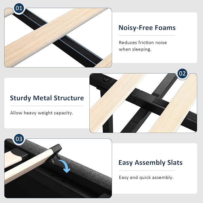 Queen Size Lift Up Storage Bed, Upholstered Platform Bed Frame with Wingback Headboard, Hydraulic System, Solid Wooden Slats Support, Noise-Free, Easy Assembly, No Box Spring Needed, Dark Grey