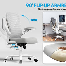 Ergonomic Office Chair with Lumbar Support - Adjustable Computer Desk Chairs for Home Office, Gaming, and Work - Comfortable and Supportive Desk Chairs for Adults(Grey Gold)