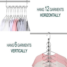 Meetu Space Saving Metal Clothes Hangers 6X2 Slots Magic Hook Design Closet Organizer (Pack of 8)