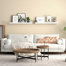 23.6 Inches Long Floating Shelves, 2 Set Modern White Wall Shelf for Bedroom, Nursery Book Shelf with Lip, Picture Ledge Shelf for Living Room, Bathroom, Kitchen