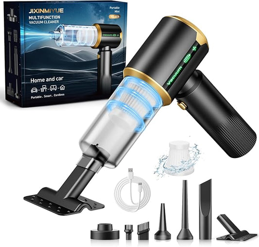 Car Handheld Vacuum Cordless: Car Vacuum Cleaner with 16000Pa Ultra-Strong Suction, Brushless Motor & HEPA Filter - Lightweight Design for Drivers and Office Workers - Bone Black
