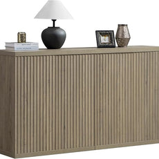 SICOTAS Buffet Cabinet with Storage Accent Sideboard Modern Credenza with Doors & Shelves Fluted Media Console Mid Century Coffee Bar Table for Living Room Kitchen Dining Room Hallway (2PCS)