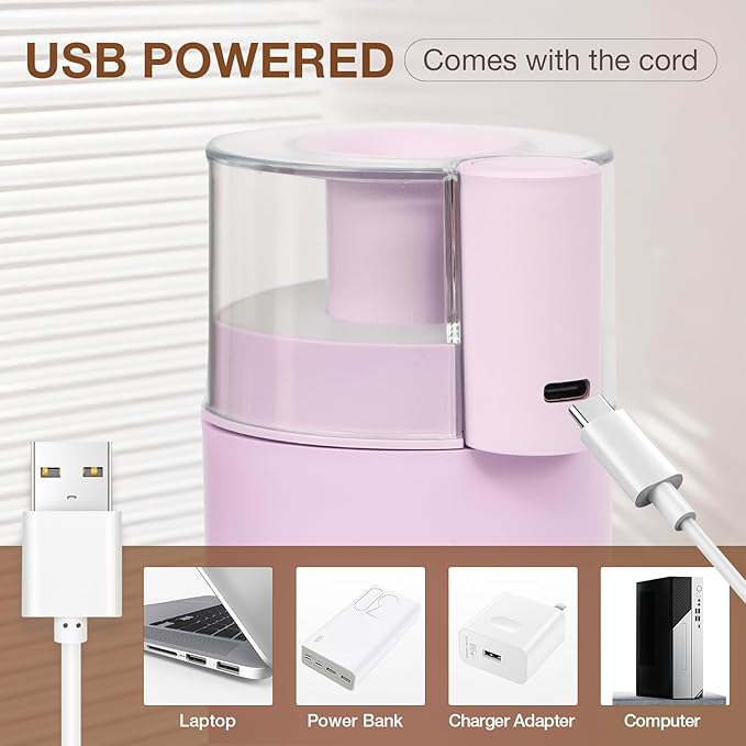 Portable Mini Humidifier, 180ml USB Cool Mist Small Humidifiers for Bedroom, Personal Desktop Humidification for Car Office Travel & Indoor Plants(Pink)