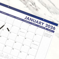 PAPERAGE 2026 Calendar, 12 Months (January 2026 - December 2026), Large (17 in x 22 in), Minimalist Wall and Desk Calendar with Monthly Views, Yearly Plans & Notes Section – Black