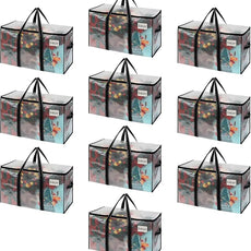 VENO 10 Pack Clear Moving Bags Christmas Storage Bags, Large Storage Bins with Lids, Heavy Duty Holiday Decor Organizers Moving Boxes Tote Packing Garland Ornament Supplies for College Dorm Clothes