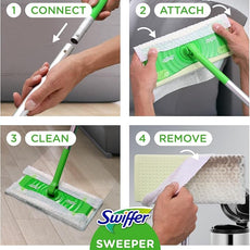 Swiffer Sweeper 2-in-1 Mops for Floor Cleaning, Dry and Wet Multi Surface Floor Cleaner, Sweeping and Mopping Starter Kit, Includes 1 Mop + 19 Refills, 20 Piece Set