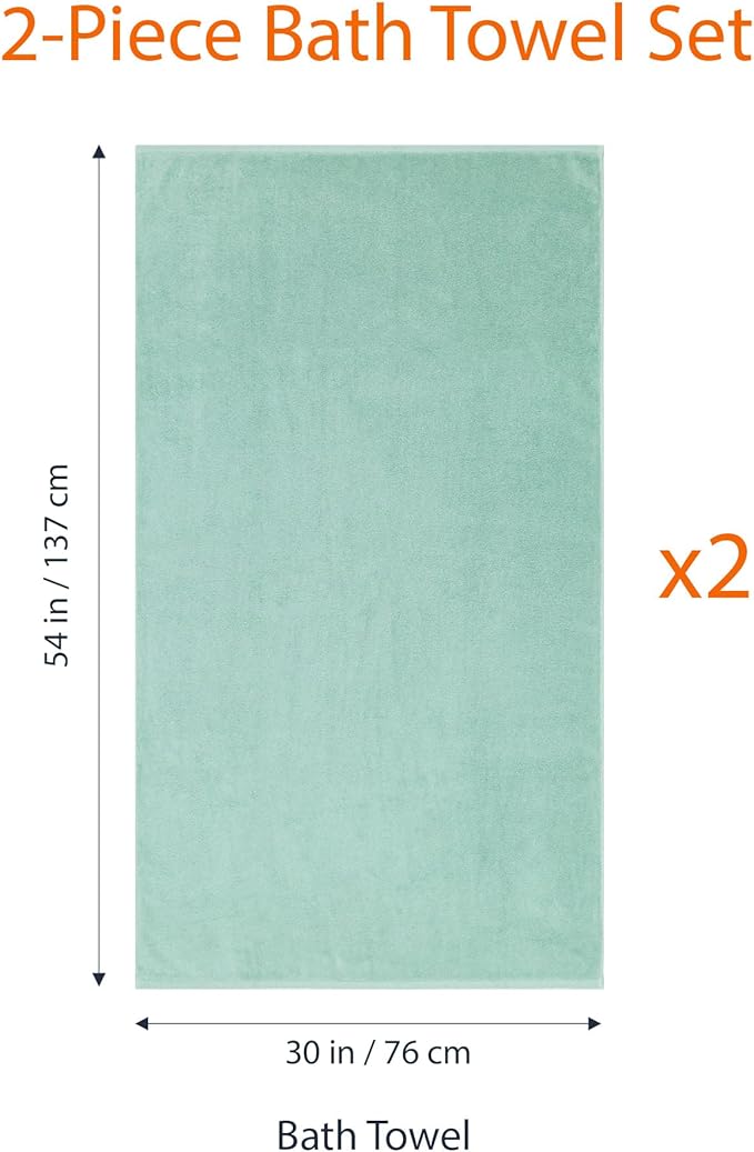 Amazon Basics 100% Cotton Quick-Dry Lightweight Bath Towel, 2 Count, Seafoam Green, 12 Pack