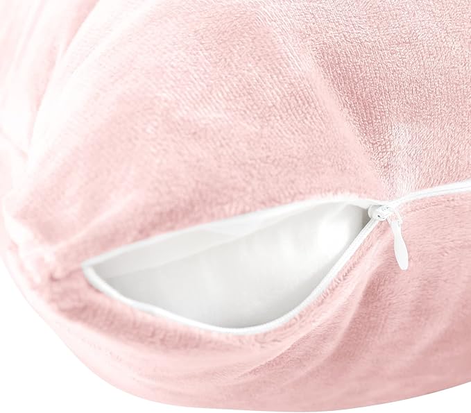 EVOLIVE Soft Micromink Polyester Body Pillow Cover 21''x54'', Pink, Zipper Closure