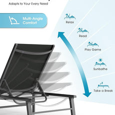 Ciokea Aluminum Outdoor Lounge Chair Set of 4- No Assembly Needed, Foldable Patio Chaise Lounge with 5 Adjustable Positions, Reinforced Frame for Extra Durability, Pool Beach Lounge Chair,Black