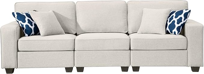 Legend Vansen Modular Sectional Sofa U Shaped Couch with Ottoman Modern Reversible Corner Sectional Couch for Living Room (Cream, 2+3 with Ottoman)