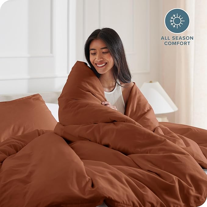 Bare Home Bedding Duvet Cover King Size - Premium 1800 Super Soft Collection - Lightweight, Cooling - Soft Breathable Bedding Duvet Cover (King, Terracotta)