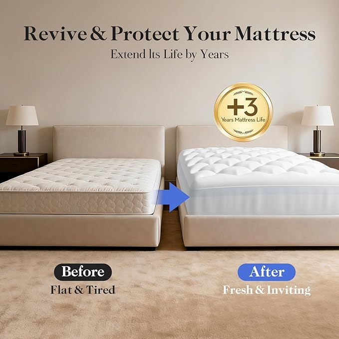 OhGeni Cooling 4 Inch Twin XL Dual Layer Mattress Topper, 2 Inch Gel Memory Foam,2 Inch Soft Pillow Top Pad, College Dorm Essentials Bedroom Mattresses Cover, Comfortable Sleep and Back Pain Relief