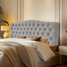 Velvet Upholstered Headboard Queen/Full Size Latest Model Wall Mount, Bed Frame Mount, Featuring High-Density Sponge Padding, Luxury Texture Easy Assembly Comfort and Style-Light Gray