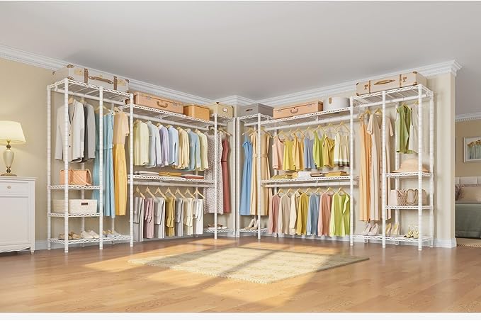 VIPEK X40 Expandable Large Reach-in Closet Rack Adjustable from 6'4" to 8'2'' with Extendable Shelves and Hanger Rods, Walk-in Clothes Rack Mental Freestanding Clothing Racks, Max Load 1240LBS, White