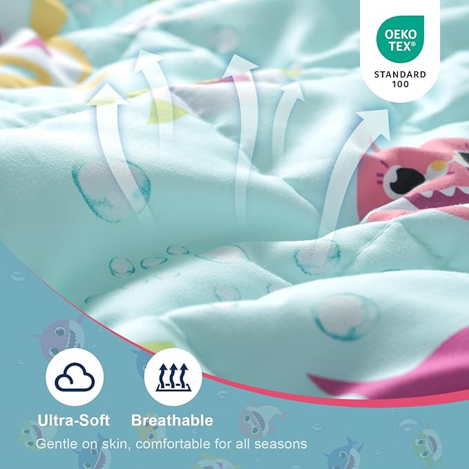 Kivik Weighted Lap Blanket 2 lbs, 20" x 30" Green Shark Small Weighted Blankets, All-Season Breathable Cute Mini Weighted Lap Pad, Soft Heavy Throw Blanket for Travel, Calming & Sleep, Washable