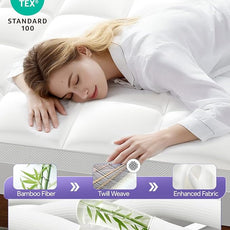 Dual Layer 5 Inch Memory Foam Mattress Topper Queen - 3 Inch Pillow Top Mattress Pad and 2 Inch Gel Memory Foam, 7-Zone Egg Crate Mattress Topper