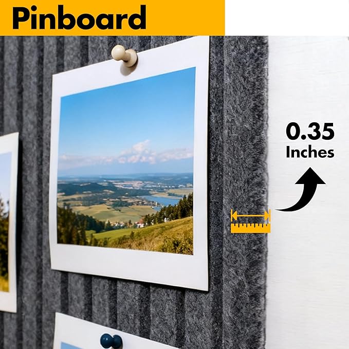 Cork Board Tiles for Wall with Push Pins, 36" x 24" Slat Bulletin Board Sets, Self-Adhesive Pin Board | Magrowill 6 Packs Felt Panels for Office Home Classroom Dorm Interior Wall Decor, Deep Gray