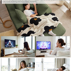 50 Inch Oversized Chaise Lounge Chair Indoor, Corduroy Upholstered Boneless Sofa Bed, Deep Seat Sleeper Couch Reading Chairs, Cloud Sofas Couches for Living Room, No Assembly Required, Olive Green