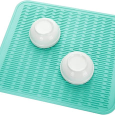 Silicone Dish Drying Mat for Multiple Usage,Easy clean,Eco-friendly,Heat-resistant Silicone Mat for Kitchen Counter or Sink,Refrigerator or Drawer Liner Mint 2XL 24 inches x 18 inches