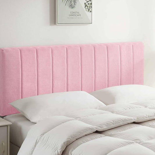Hearth & Harbor Upholstered Queen Headboard - Easy Assemble Channel Stitched Headboard Queen Size - Wall Mounted Headboards with 3D Soundproof Wall Panels Peel & Stick Floating Headboards, Pink
