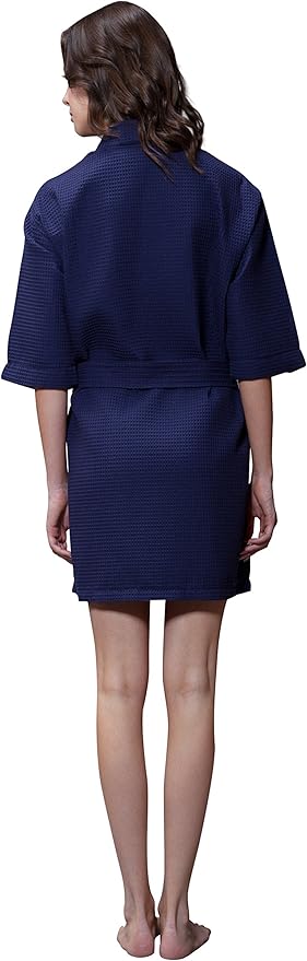 Turquaz Lightweight Short Robes For Women Waffle Kimono Bathrobe - Soft, Fast-Drying, Long-Lasting Cotton Blend