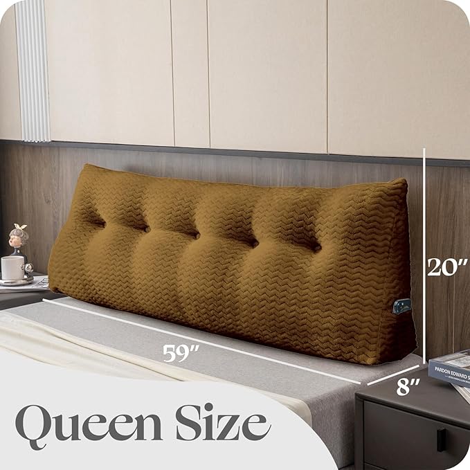 Large Bolster Triangular Headboard Wedge Backrest Positioning Support Bed Rest Reading Pillows Headboard Wedge Pillows for Day Bed with Removable Cover