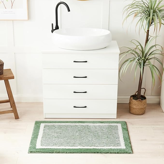 CozeCube Bath mats for Bathroom Non Slip, Fluffy Absorbent Microfiber Bath mat Washable, Aesthetic Bathroom Rugs, Long Sage Green Bath Runner, Sage Green, 59" x 24"