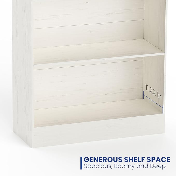 2-Shelf Bookcase, 32 in Tall Cream White 31.5 in Wide Floor Standing Bookshelf, Floor Standing Display Storage Shelves with Adjustable Shelves for Living Room Hallway Home Office Bedroom